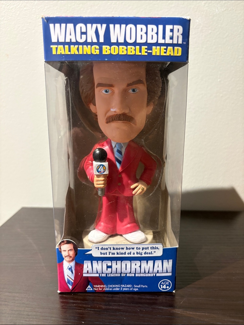 Wacky Wobbler Anchorman Talking Bobble-Head - Ron Burgundy - New in Box!